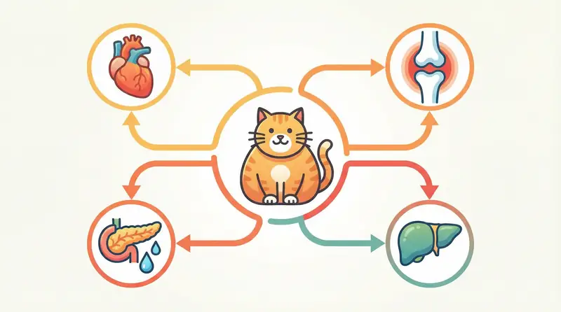 Diagramme des complications de l'obésité féline