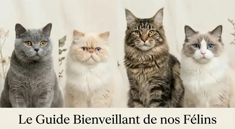 Montage de portraits de plusieurs races de chats prédisposées à l'obésité