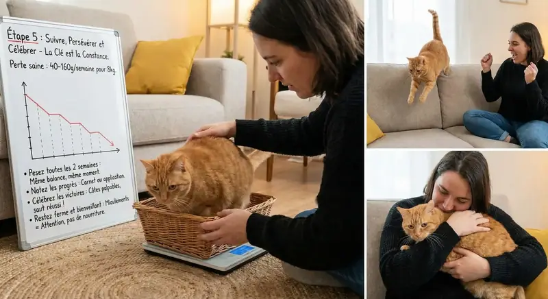 Chat adulte visiblement plus mince et alerte, jouant avec une ficelle dans un rayon de soleil