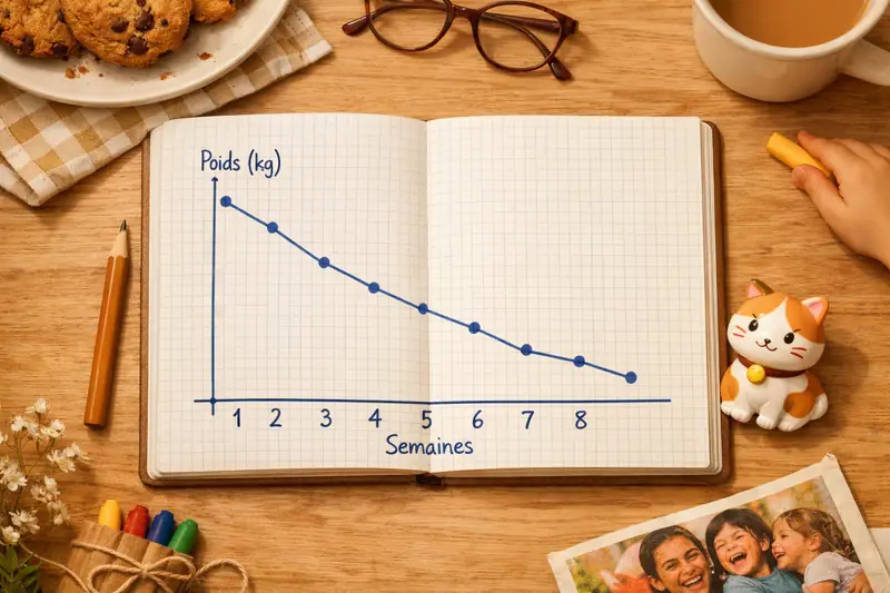 Graphique de suivi de poids d'un chat obèse